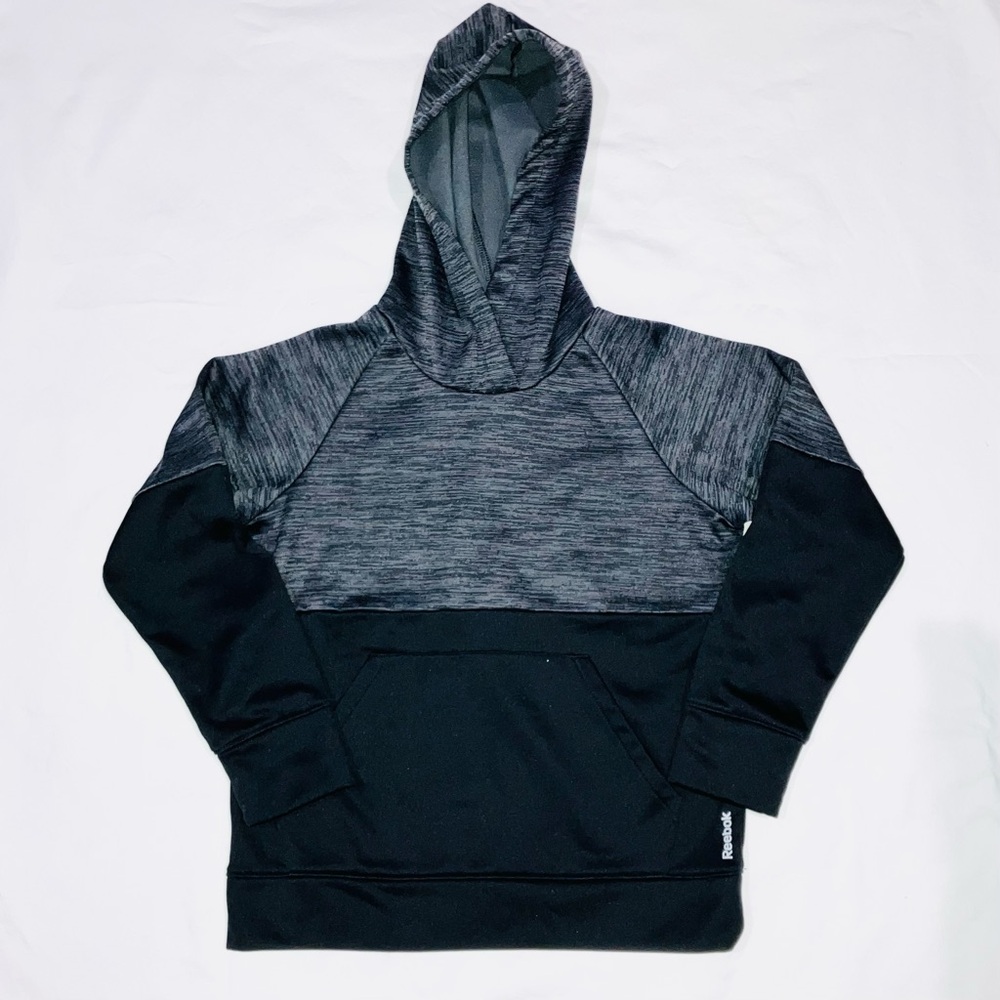 *5 for $25!* Reebok Kids Boys Hoodie Sweatshirt Gray Black Front Pocket Size XS